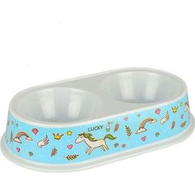 Flip Melamin Kedi ve Köpek Plastik 24 cm 2x200 ml Mama ve Su Kabı