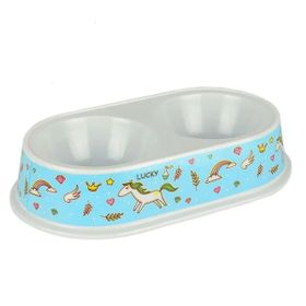 Flip Melamin Kedi ve Köpek Plastik 24 cm 2x200 ml Mama ve Su Kabı