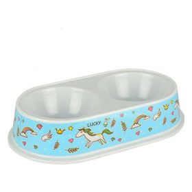 Flip Melamin Kedi ve Köpek Plastik 24 cm 2x200 ml Mama ve Su Kabı