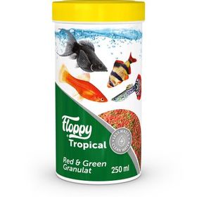 Floppy Tropical Red & Green Tropikal Balıklar İçin 250 ml Akvaryum Granül Yemi