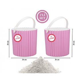Flora F365 2'li Un ve Yuvarlak Pembe Bakliyat Saklama Kovası