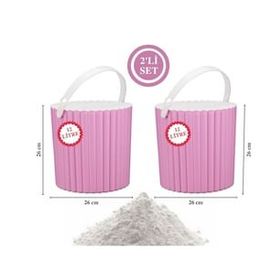 Flora F365 2'li Un ve Yuvarlak Pembe Bakliyat Saklama Kovası