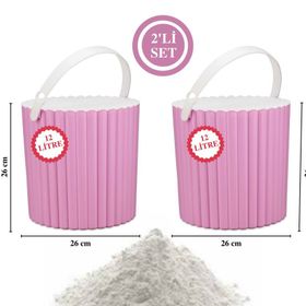 Flora F365 2'li Un ve Yuvarlak Pembe Bakliyat Saklama Kovası