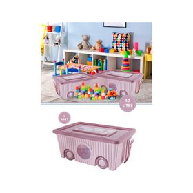 Flora F384 Trendy Pembe 40 lt Tekerlekli Oyuncak Kutusu