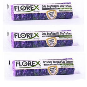 Florex 55 x 60 cm Büzgülü Lavanta Kokulu Orta Boy Çöp Torbası Mor 1 paket