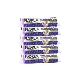Florex 55 x 60 cm Büzgülü Lavanta Kokulu Orta Boy Çöp Torbası Mor 1 paket