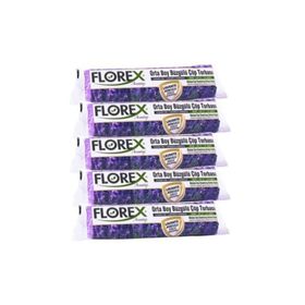 Florex 55 x 60 cm Büzgülü Lavanta Kokulu Orta Boy Çöp Torbası Mor 1 paket
