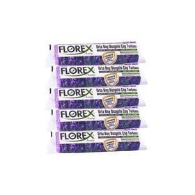 Florex 55 x 60 cm Büzgülü Lavanta Kokulu Orta Boy Çöp Torbası Mor 1 paket