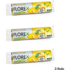 Florex Büzgülü Büyük Boy Çöp Torbası Limon Kokulu 65X70 Cm 1 Paket (3 adet)