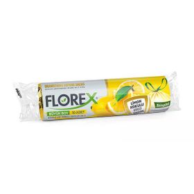 Florex Büzgülü Büyük Boy Çöp Torbası Limon Kokulu 65X70 Cm 1 Paket (3 adet)