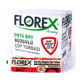 Florex Büzgülü Çilek Kokulu Orta Boy 55x60 cm 15 Adet Çöp Poşeti 1 Paket (25 adet)