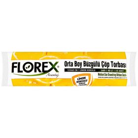Florex Çöp Torbası Orta Boy 55 Cm X 60 Cm Sarı Limon Kokulu Büzgülü 10'Lu 1 Paket
