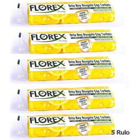 Florex Çöp Torbası Orta Boy 55 Cm X 60 Cm Sarı Limon Kokulu Büzgülü 10'Lu 1 Paket
