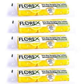 Florex Çöp Torbası Orta Boy 55 Cm X 60 Cm Sarı Limon Kokulu Büzgülü 10'Lu 1 Paket