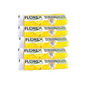 Florex Çöp Torbası Orta Boy 55 Cm X 60 Cm Sarı Limon Kokulu Büzgülü 10'Lu 1 Paket
