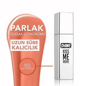 Flormar 002 Apricot Marmalade Shine Kiss Me More Uzun Sure Kalici Parlak Bitisli Likit Ruj