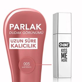 Flormar 005 Bare Beauty Shine Kiss Me More Uzun Sure Kalici Parlak Bitisli Likit Ruj