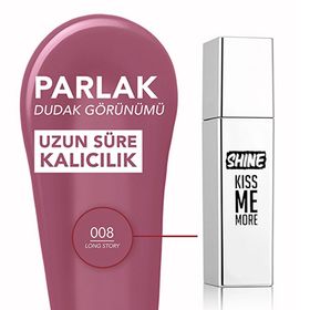 Flormar 008 Long Story Shine Kiss Me More Uzun Sure Kalici Parlak Bitisli Likit Ruj