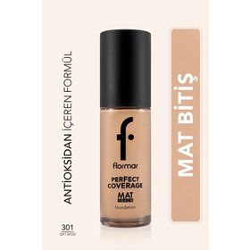 Flormar 301 Soft Beige Mat Bitişli E Vitamini İçeren Fondöten