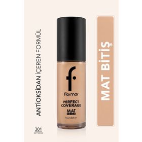Flormar 301 Soft Beige Mat Bitişli E Vitamini İçeren Fondöten