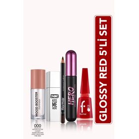 Flormar Glossy Red 5'li Makyaj Seti