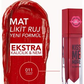 Flormar Kiss Me More Yüksek Pigmentli ve Mat Bitişli 3.8 ml 011 Candy Nemlendirici Likit Ruj