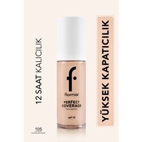 Flormar Perfect Coverage 105 Porcelain Ivory Yoğun Kapatıcı Su Bazlı Fondöten