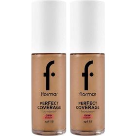 Flormar Perfect Coverage 135 Hazel Yüksek Pigmentli & Yarı Parlak Bitişli SPF15 2 Paket Fondöten