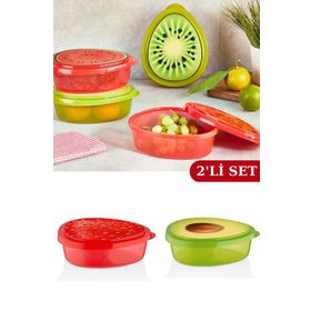 Flosoft 2x800 ml Meyve Desenli Saklama Kabı