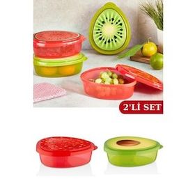 Flosoft 2x800 ml Meyve Desenli Saklama Kabı