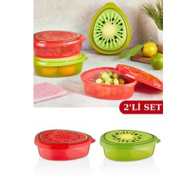 Flosoft 2x800 ml Meyve Desenli Saklama Kabı