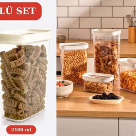 Flosoft 3x2100 ml Lüks Kristal Dikdörtgen Erzak Saklama Kabı