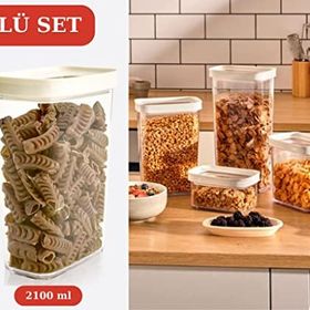 Flosoft 3x2100 ml Lüks Kristal Dikdörtgen Erzak Saklama Kabı
