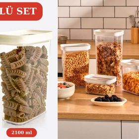 Flosoft 3x2100 ml Lüks Kristal Dikdörtgen Erzak Saklama Kabı