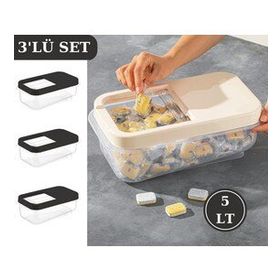 Flosoft 3x5 lt Füme Multibox Kaydırak Kapaklı Erzak Saklama Kabı