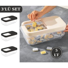 Flosoft 3x5 lt Füme Multibox Kaydırak Kapaklı Erzak Saklama Kabı