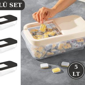 Flosoft 3x5 lt Füme Multibox Kaydırak Kapaklı Erzak Saklama Kabı
