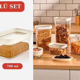 Flosoft 3x700 ml Lüks Kristal Dikdörtgen Erzak Saklama Kabı