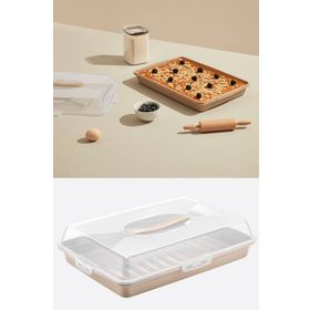 Flosoft 45 cm Büyük Boy Dikdörtgen Kek Pasta Börek Saklama Kabı