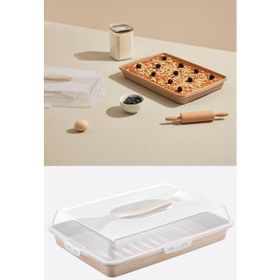 Flosoft 45 cm Kahve Büyük Boy Dikdörtgen Kek Pasta Börek Saklama Kabı