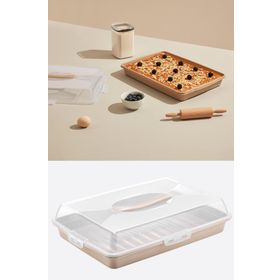 Flosoft 45 cm Kahve Büyük Boy Dikdörtgen Kek Pasta Börek Saklama Kabı
