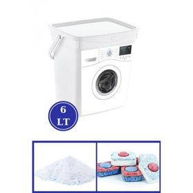 Flosoft QBox 6 lt Kapaklı Kulplu Deterjan Saklama Kutusu