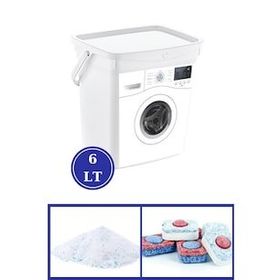 Flosoft QBox 6 lt Kapaklı Kulplu Deterjan Saklama Kutusu