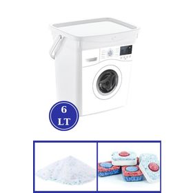 Flosoft QBox 6 lt Kapaklı Kulplu Deterjan Saklama Kutusu