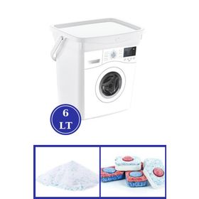 Flosoft QBox 6 lt Kapaklı Kulplu Deterjan Saklama Kutusu