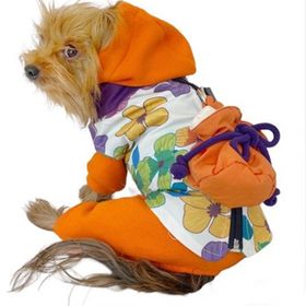 Flower Power Çantalı Tulumlu Su İtici Yağmurluklu Köpek Seti Kıyafeti