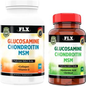 Flx Glucosamine Chondroitin MSM Collagen Vitamin D 180 Tablet + Glucosamine Chondroitin MSM Hyaluronik Asit Zerdeçal 60 Tablet