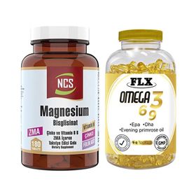 Flx Omega 3-6-9 90 Tablet + Ncs Magnesium Bisglisinat Vitamin B6 180 Tablet