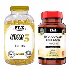 Flx Omega 3 90 Kapsül Balık Yağı + Hydrolyzed Collagen 1000 mg 60 Tablet