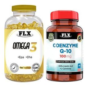 Flx Omega 3 Balık Yağı 180 Kapsül + Flx Coenzyme Q10 60 Tablet